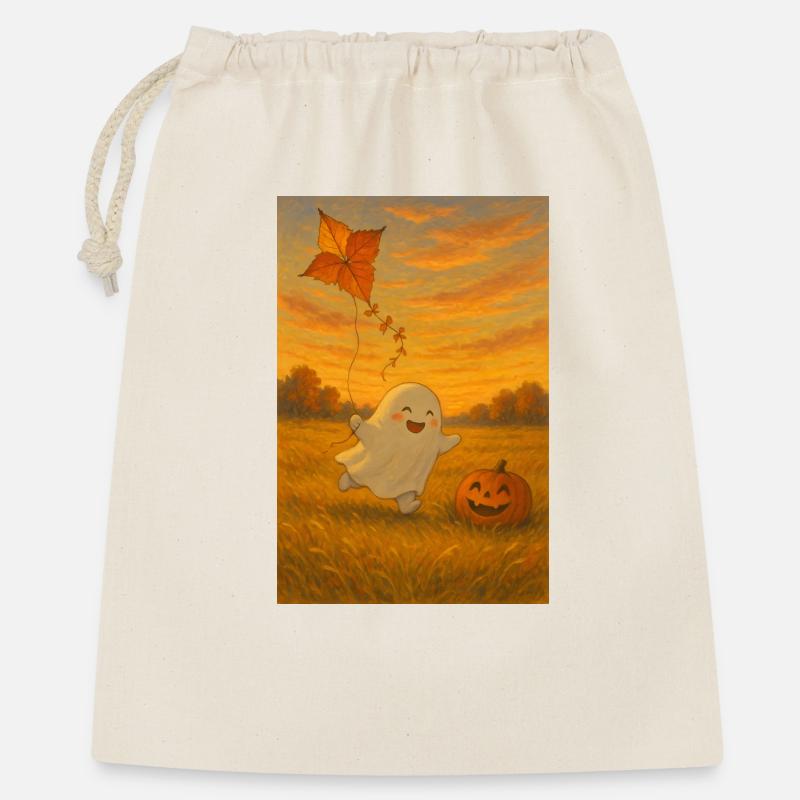 Halloween Geist im Herbst - Geschenkbeutel aus Baumwolle (40 x 50 cm) - Natur