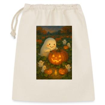 Cozy Halloween fantôme sculpture citrouille - Sac cadeau 40 x 50 cm - nature - Devant