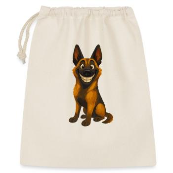Grinsender Malinois Cartoon - Geschenkbeutel aus Baumwolle (40 x 50 cm) - Natur - Vorne