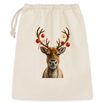 Renne de Noël avec des bijoux - Sac cadeau 40 x 50 cm - nature - Devant