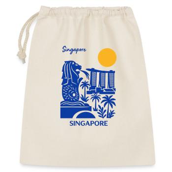 Blaues Merlion Skyline Singapur - Geschenkbeutel aus Baumwolle (40 x 50 cm) - Natur - Vorne