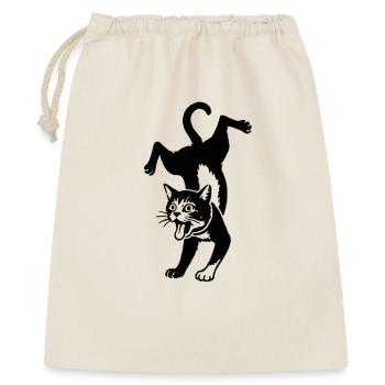 Katzensilhouette Sprung - Geschenkbeutel aus Baumwolle (40 x 50 cm) - Natur - Vorne