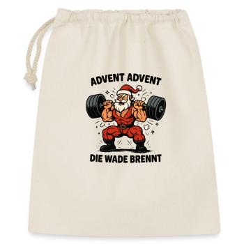Advent Advent die Wade brennt Weihnachten Gym - Geschenkbeutel aus Baumwolle (40 x 50 cm) - Natur - Vorne