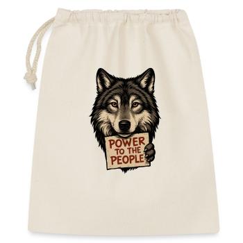 Wolfsymbol: Kraft dem Volk - Geschenkbeutel aus Baumwolle (40 x 50 cm) - Natur - Vorne