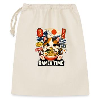 Ramen Zeit Katze Kawaii Bowl - Geschenkbeutel aus Baumwolle (40 x 50 cm) - Natur - Vorne
