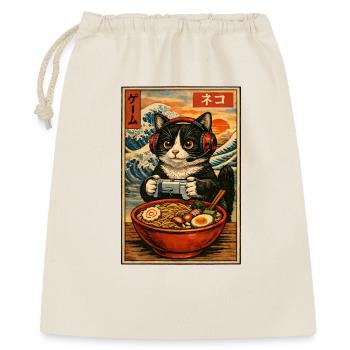 Japanische Ramen Cat Gaming Otaku Nudelschale - Geschenkbeutel aus Baumwolle (40 x 50 cm) - Natur - Vorne