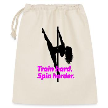 Pole Dance Silhouette – Train Hard Spin Harder - Gift Bag 40 x 50 cm - nature - Front