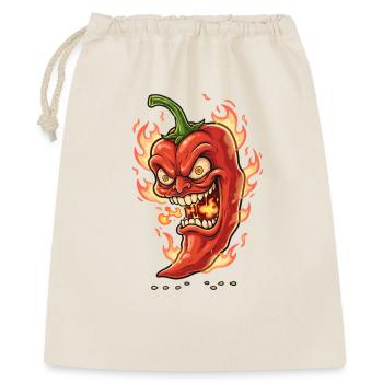Flammender Chili-Gesicht - Geschenkbeutel aus Baumwolle (40 x 50 cm) - Natur - Vorne