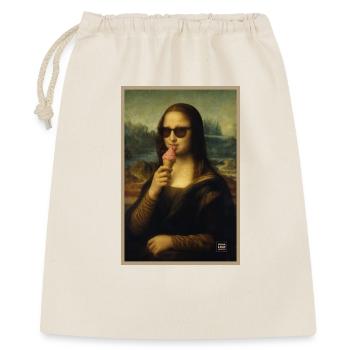 Mona Lisa leckt Eiscreme - Geschenkbeutel aus Baumwolle (40 x 50 cm) - Natur - Vorne