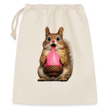 Pinke Eichel Eichhörnchen zwinkern - Geschenkbeutel aus Baumwolle (40 x 50 cm) - Natur - Vorne