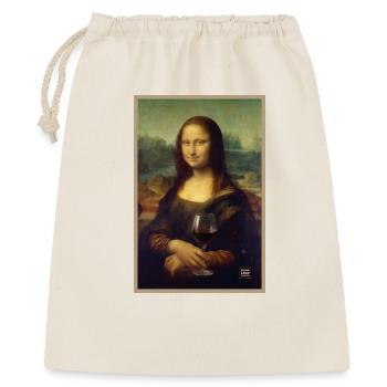 Mona Lisa mit einem Rotweinglas - Geschenkbeutel aus Baumwolle (40 x 50 cm) - Natur - Vorne