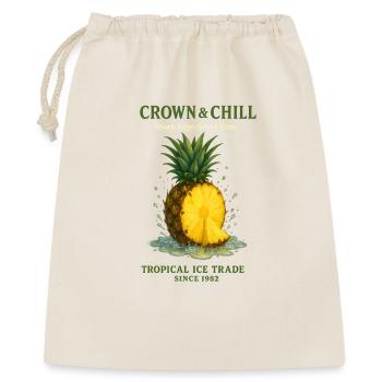 Kronen & Chill: Ananas Tropen-Print - Geschenkbeutel aus Baumwolle (40 x 50 cm) - Natur - Vorne