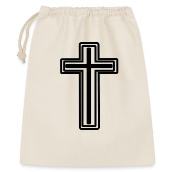 Kreuz transparent - Geschenkbeutel aus Baumwolle (40 x 50 cm) - Natur - Vorne