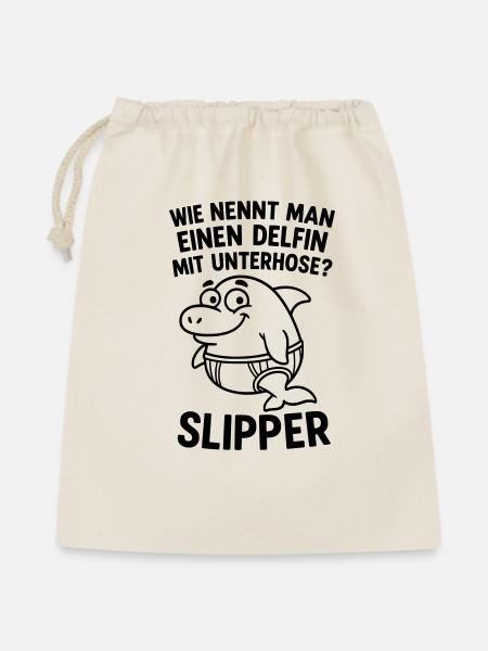 slipper delfin unterhose witz - Geschenkbeutel aus Baumwolle (40 x 50 cm) - Natur