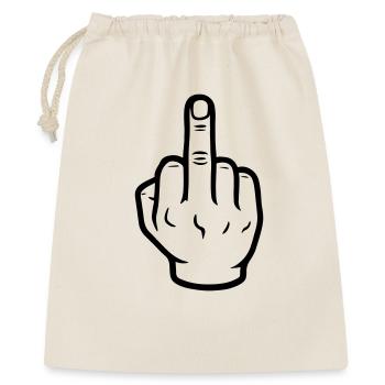 Hand Mittelfinger - Geschenkbeutel aus Baumwolle (40 x 50 cm) - Natur - Vorne
