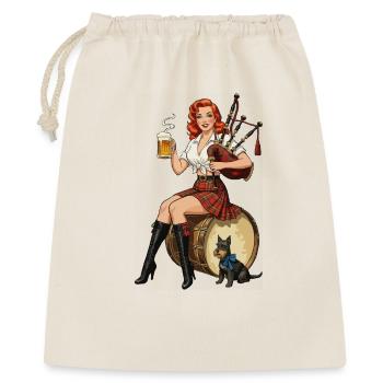 Bière Pin-Up et pipes en Kilt écossais - Sac cadeau 40 x 50 cm - nature - Devant