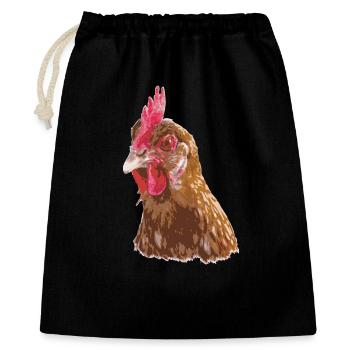 Chicken Fans - Rooster - Rooster - Flower Chicken - Organic - Gift Bag 40 x 50 cm - black - Front