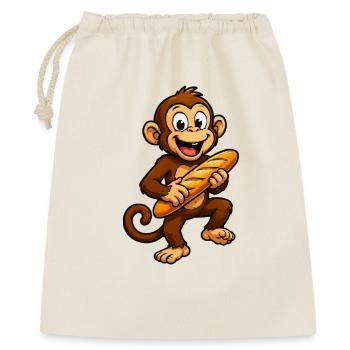 Affe mit Baguette Cartoon - Geschenkbeutel aus Baumwolle (40 x 50 cm) - Natur - Vorne