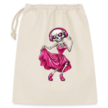 Crazy skeleton in pink dress and headphones :) - Gift Bag 40 x 50 cm - nature - Front