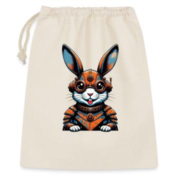 Steampunk-Hase in Orange Gear - Geschenkbeutel aus Baumwolle (40 x 50 cm) - Natur - Vorne