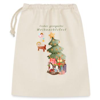 Frohes gesegnetes Weihnachtsfest grün Christbaum - Geschenkbeutel aus Baumwolle (40 x 50 cm) - Natur - Vorne