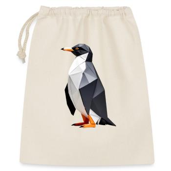 Polygon-Pinguin: Geometrische Eleganz - Geschenkbeutel aus Baumwolle (40 x 50 cm) - Natur - Vorne