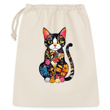 Blütenkatze Farbexplosion - Geschenkbeutel aus Baumwolle (40 x 50 cm) - Natur - Vorne
