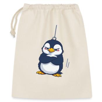 Grummeliger Pinguin hängt - Geschenkbeutel aus Baumwolle (40 x 50 cm) - Natur - Vorne