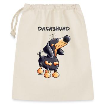 Knuffiger Dackel - Geschenkbeutel aus Baumwolle (40 x 50 cm) - Natur - Vorne