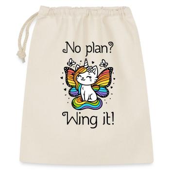 Pas de plan ? Ailez-le ! Chat licorne ailé (coloré) - Sac cadeau 40 x 50 cm - nature - Devant