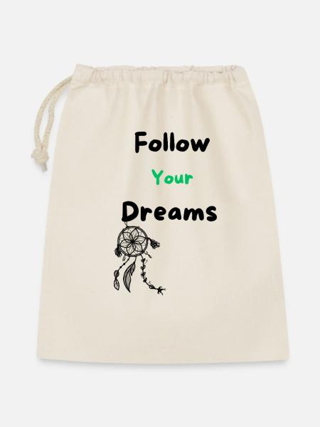 Follow your Dreams - Geschenkbeutel aus Baumwolle (40 x 50 cm) - Natur