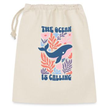 The Ocean Is Calling - Retro Wal Boho Blumen - Geschenkbeutel aus Baumwolle (40 x 50 cm) - Natur - Vorne