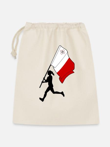 Flagge Malta Frau läuft - Geschenkbeutel aus Baumwolle (40 x 50 cm) - Natur