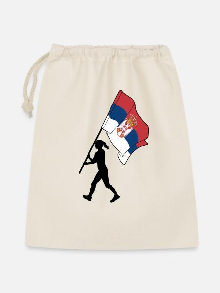 Flagge Serbien Frau zu Fuß - Geschenkbeutel aus Baumwolle (40 x 50 cm) - Natur