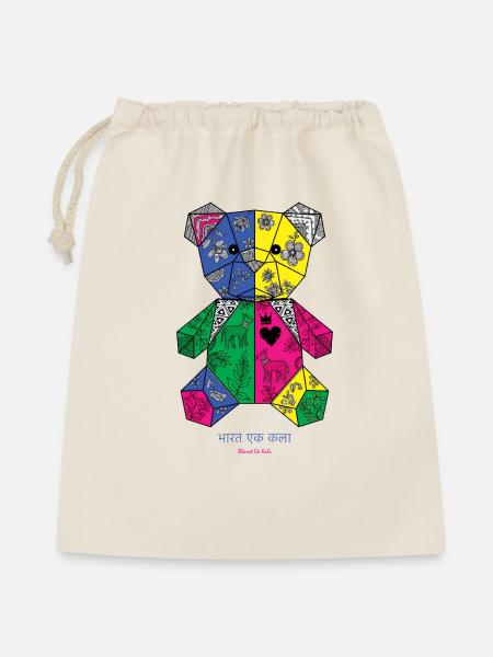 Mosaïque géométrique florale en nounours - Sac cadeau 40 x 50 cm - nature