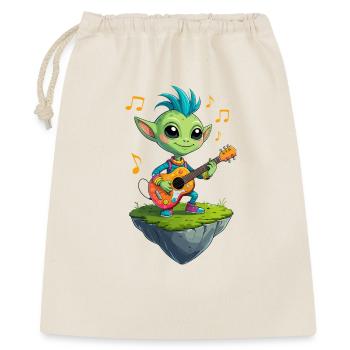 Grüner Goblin mit Gitarre - Geschenkbeutel aus Baumwolle (40 x 50 cm) - Natur - Vorne