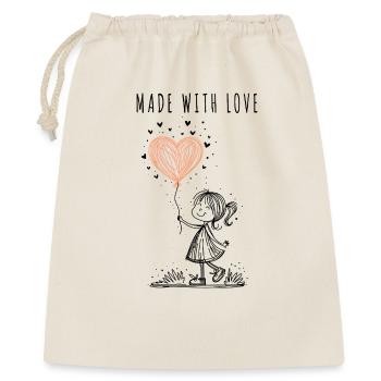 Fait avec amour – Cœur dessiné à la main - Sac cadeau 40 x 50 cm - nature - Devant