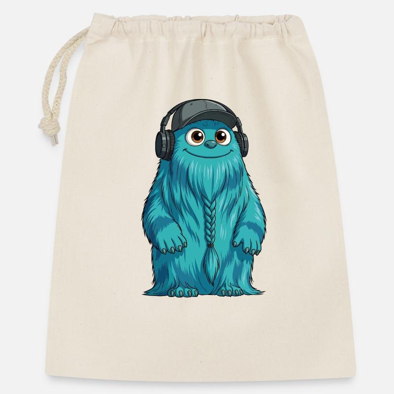 DJ Fluffo avec une tresse devant - Design Fluffonster - Sac cadeau 40 x 50 cm - nature