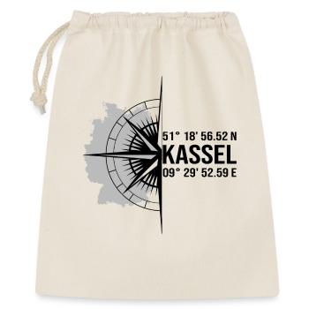 Koordinaten Kassel - Geschenkbeutel aus Baumwolle (40 x 50 cm) - Natur - Vorne