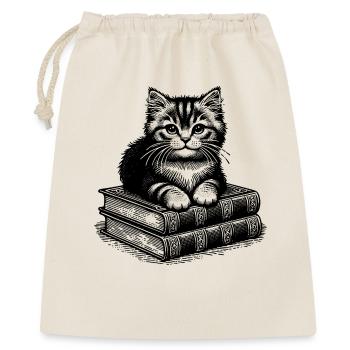 Chat sur une pile de livres - Sac cadeau 40 x 50 cm - nature - Devant