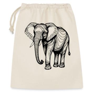 Eleganter Elefant – Line Art Design - Geschenkbeutel aus Baumwolle (40 x 50 cm) - Natur - Vorne