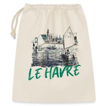Maritime Szene von Le Havre mit Kalligrafie - Geschenkbeutel aus Baumwolle (40 x 50 cm) - Natur - Vorne