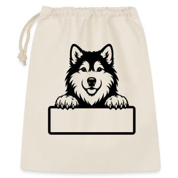 Badge nominatif de chiot Alaskan Malamute noir et blanc - Sac cadeau 40 x 50 cm - nature - Devant