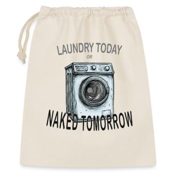 Lessive aujourd’hui ou nue demain – Chemise amusante - Sac cadeau 40 x 50 cm - nature - Devant