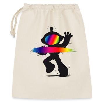 Roboter Silhouette Regenbogen Splash Design   - Geschenkbeutel aus Baumwolle (40 x 50 cm) - Natur - Vorne