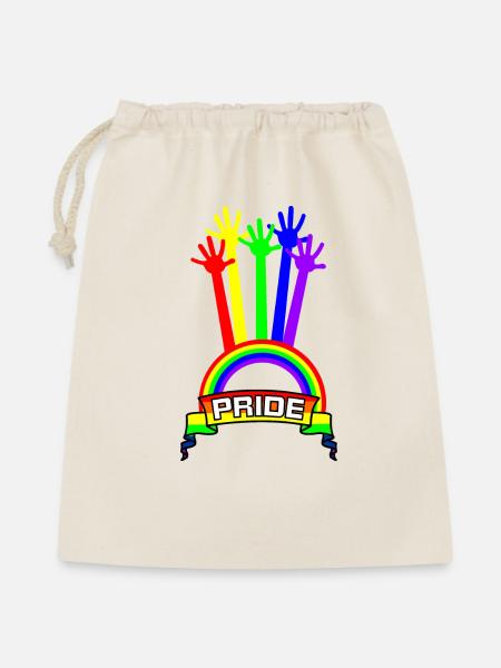 Pride Hände Regenbogen - Geschenkbeutel aus Baumwolle (40 x 50 cm) - Natur