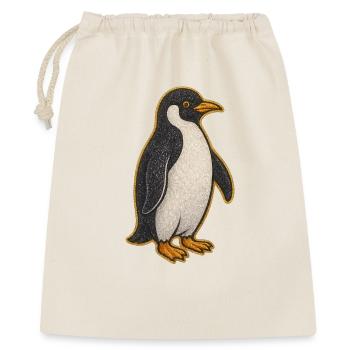 Glitzernder Pinguin Sticker - Geschenkbeutel aus Baumwolle (40 x 50 cm) - Natur - Vorne