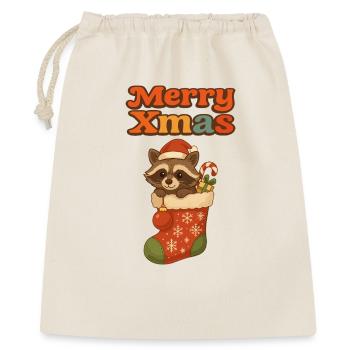 Raton laveur de Noël en bas - Sac cadeau 40 x 50 cm - nature - Devant