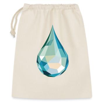 Wassertropfen - Cooles Low Poly Logo - Geschenkbeutel aus Baumwolle (40 x 50 cm) - Natur - Vorne