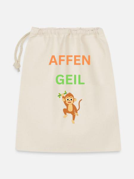 AFFEN GEIL - Geschenkbeutel aus Baumwolle (40 x 50 cm) - Natur
